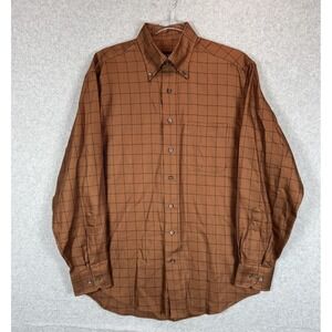 Scott Barber Shirt Mens Medium Windowpane Plaid‎ Button Up Long Sleeve Casual